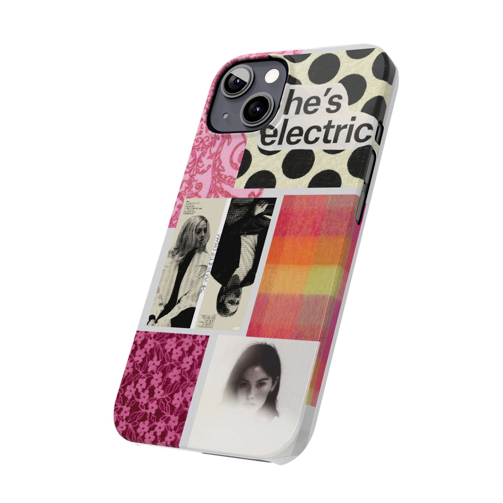 Slim Phone Case — 'she's electric' Retro Collage Floral & Photo Design