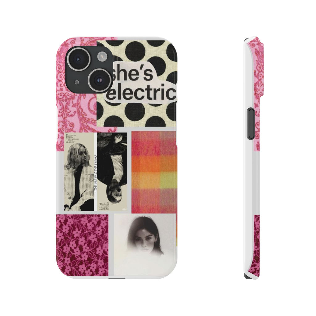 Slim Phone Case — 'she's electric' Retro Collage Floral & Photo Design