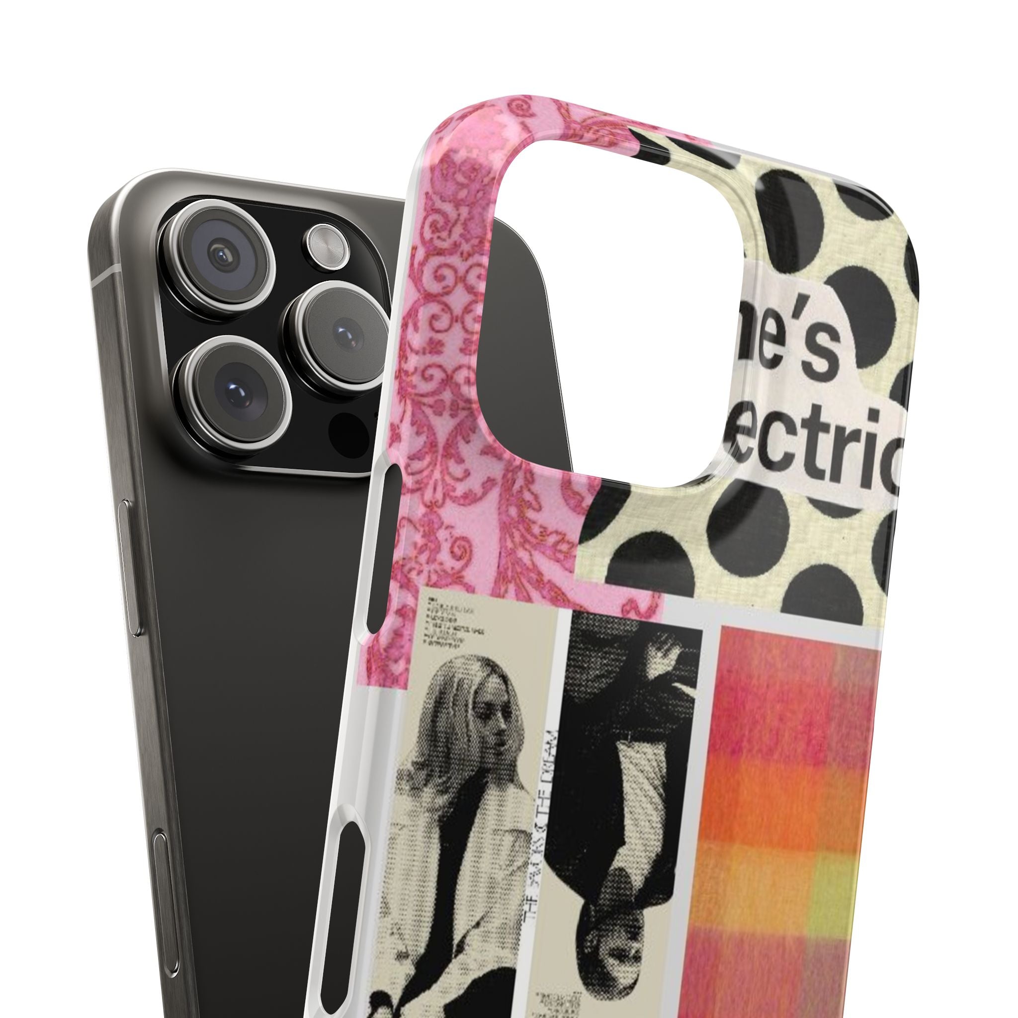 Slim Phone Case — 'she's electric' Retro Collage Floral & Photo Design