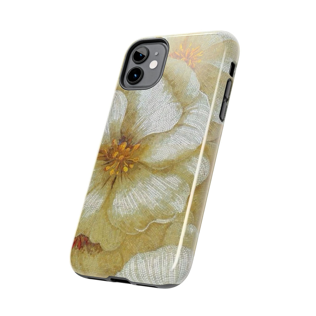 Tough Phone Case — Vintage White Floral Protective Cover