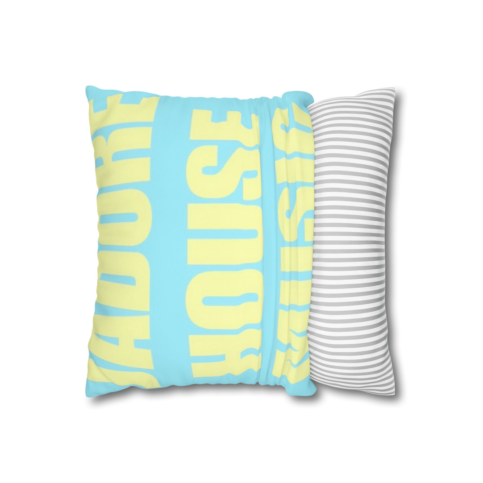 House Music Square Pillow — 'J'Adore House Music' Aqua & Yellow Canvas Throw Pillow