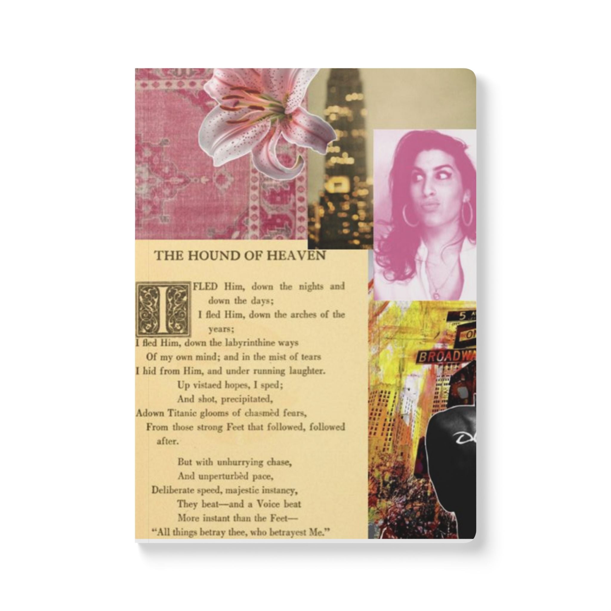 Collage Floral Softcover Journal — Vintage Poetry & Pink Aesthetic Notebook