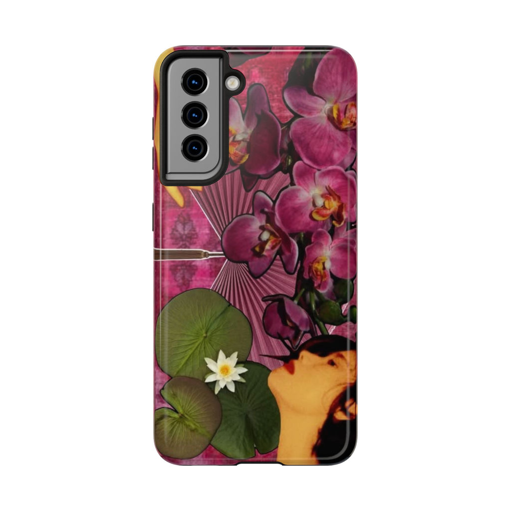 Floral Orchid Tough Phone Case — Vintage Woman & Lotus Design