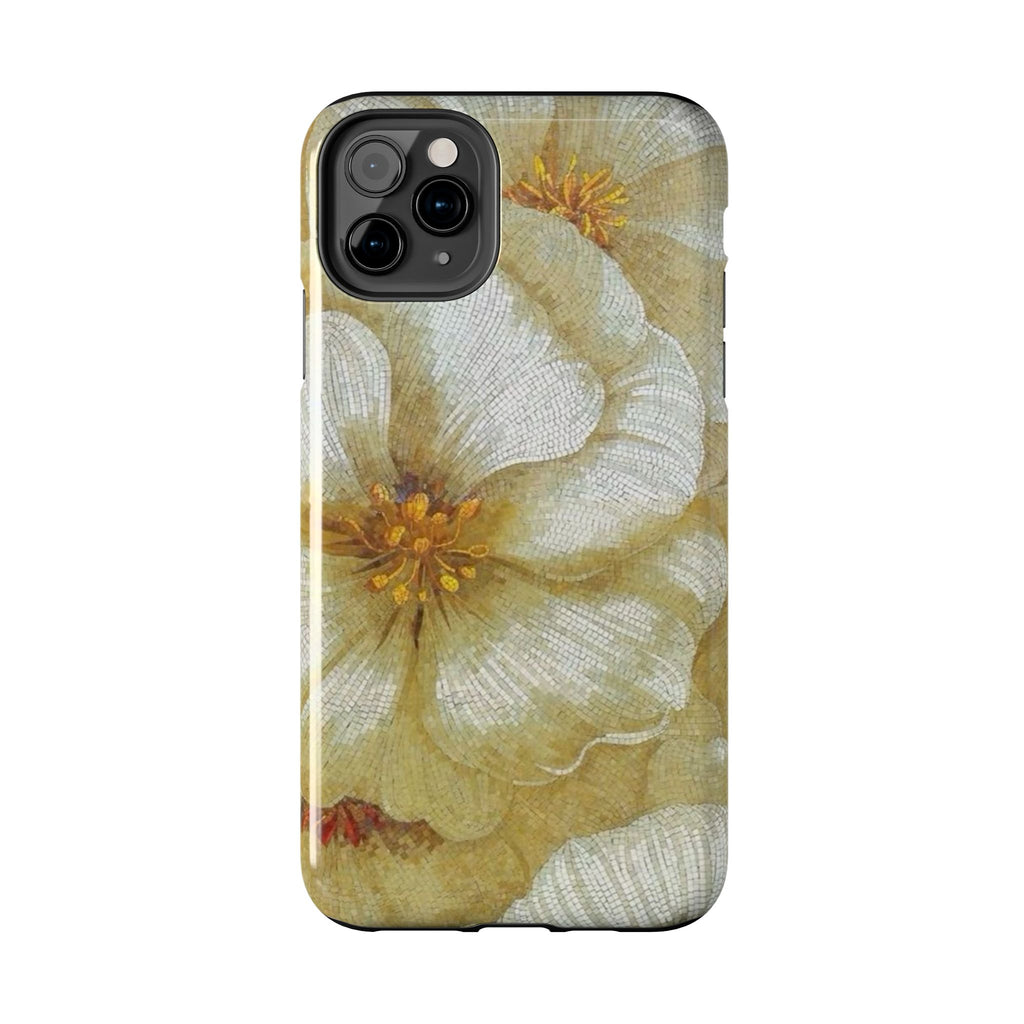 Tough Phone Case — Vintage White Floral Protective Cover