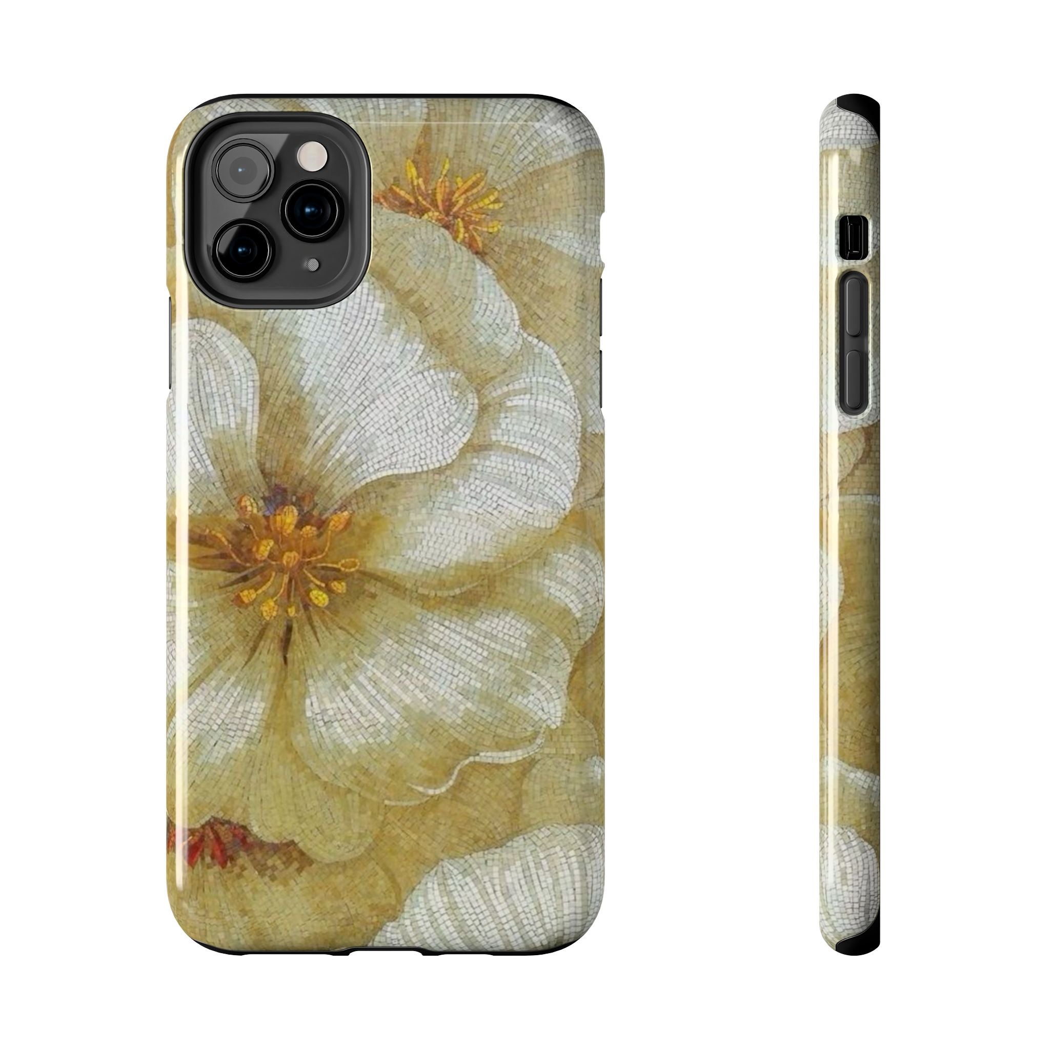 Tough Phone Case — Vintage White Floral Protective Cover