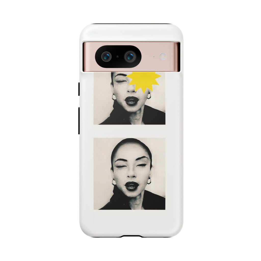 SADE Phone Case — Retro Black & White Portrait with Yellow Sunburst