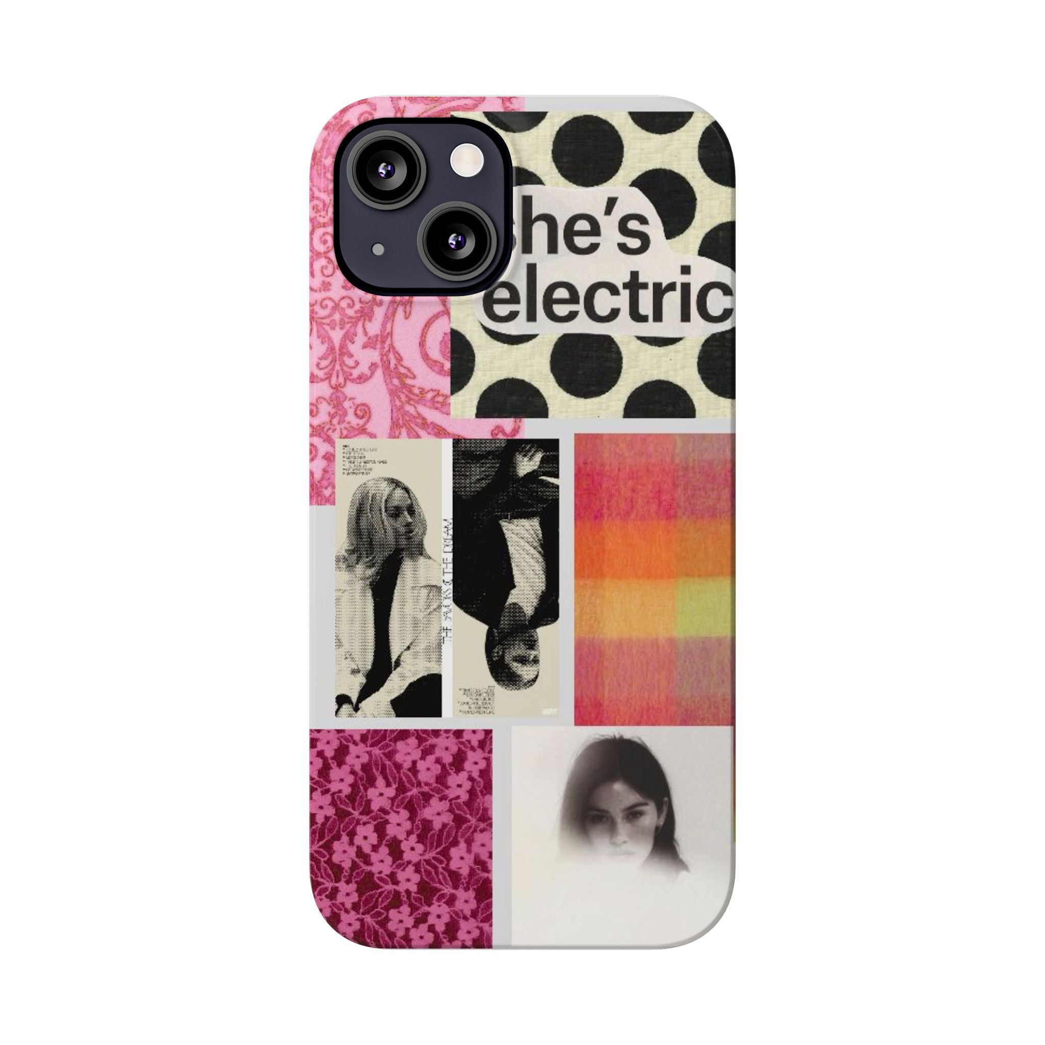 Slim Phone Case — 'she's electric' Retro Collage Floral & Photo Design