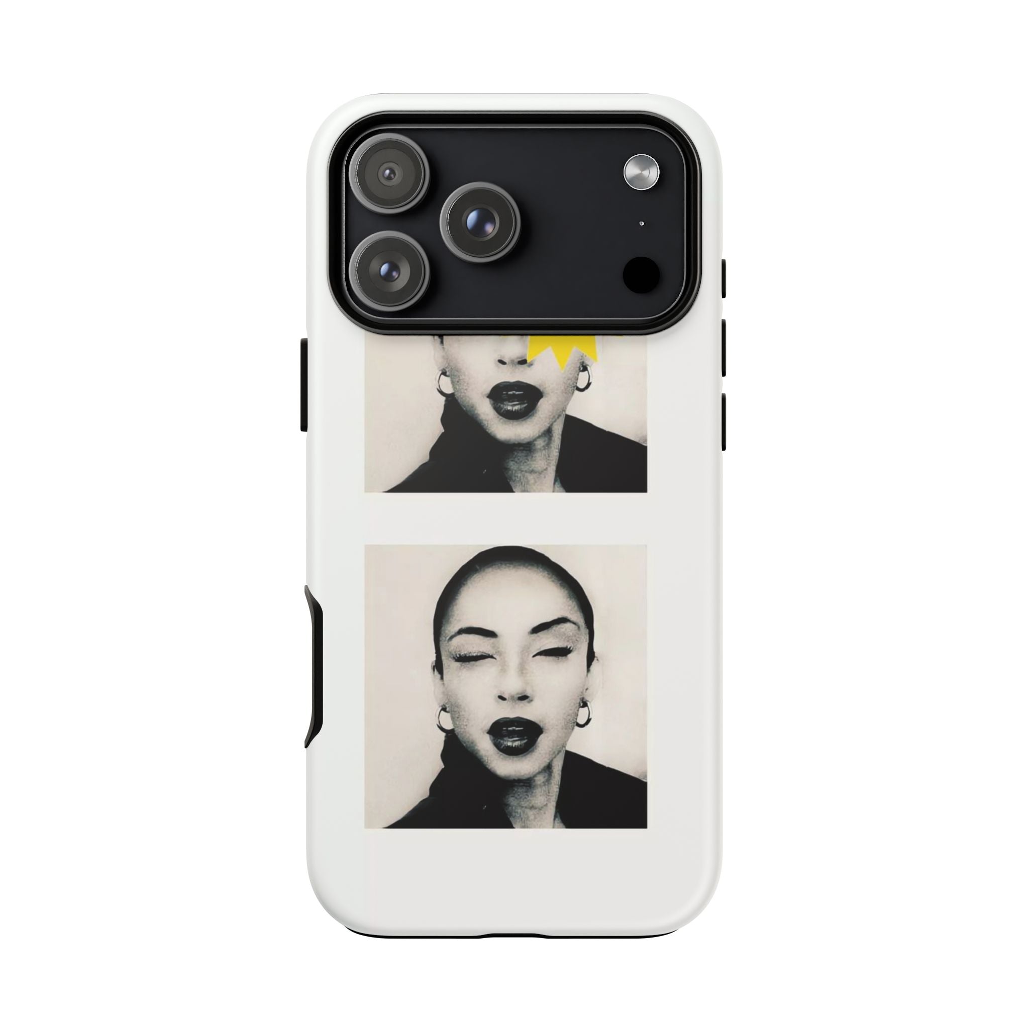 SADE Phone Case — Retro Black & White Portrait with Yellow Sunburst