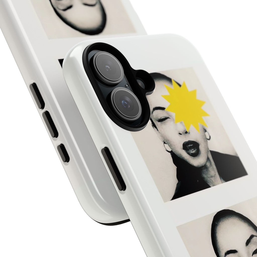 SADE Phone Case — Retro Black & White Portrait with Yellow Sunburst