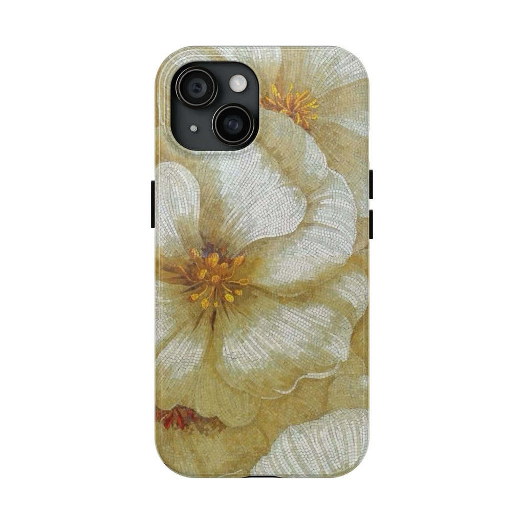 Tough Phone Case — Vintage White Floral Protective Cover