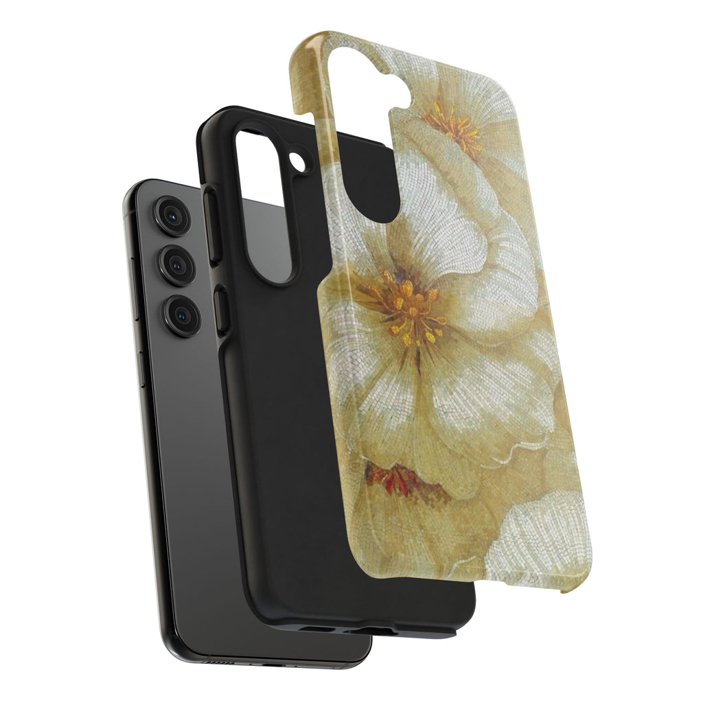 Tough Phone Case — Vintage White Floral Protective Cover
