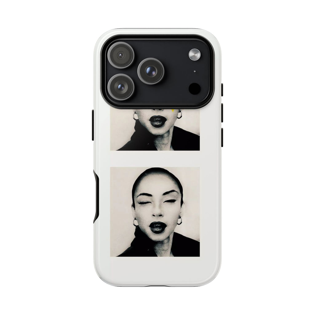SADE Phone Case — Retro Black & White Portrait with Yellow Sunburst