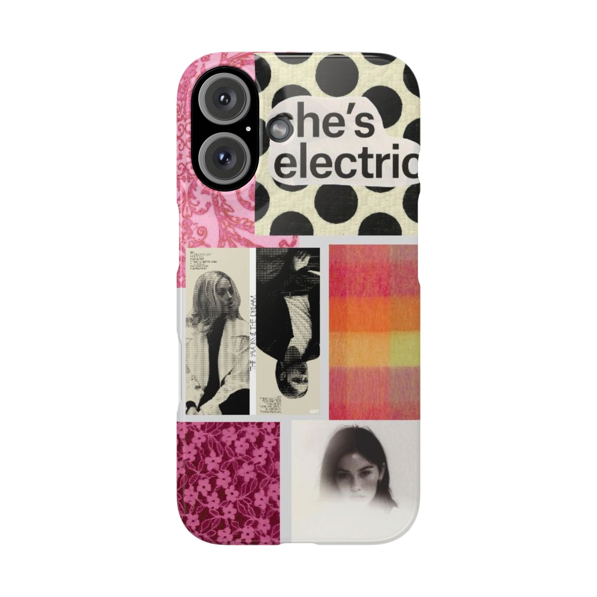 Slim Phone Case — 'she's electric' Retro Collage Floral & Photo Design