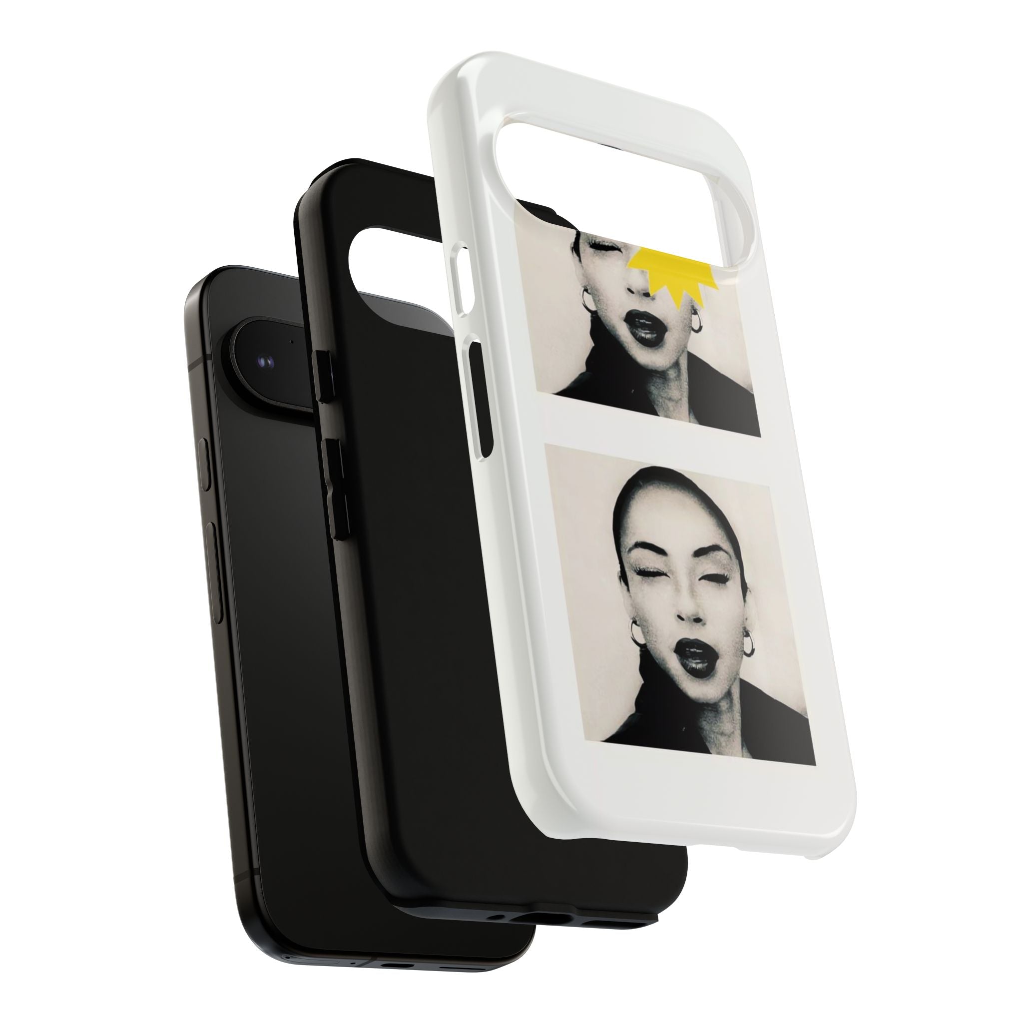 SADE Phone Case — Retro Black & White Portrait with Yellow Sunburst