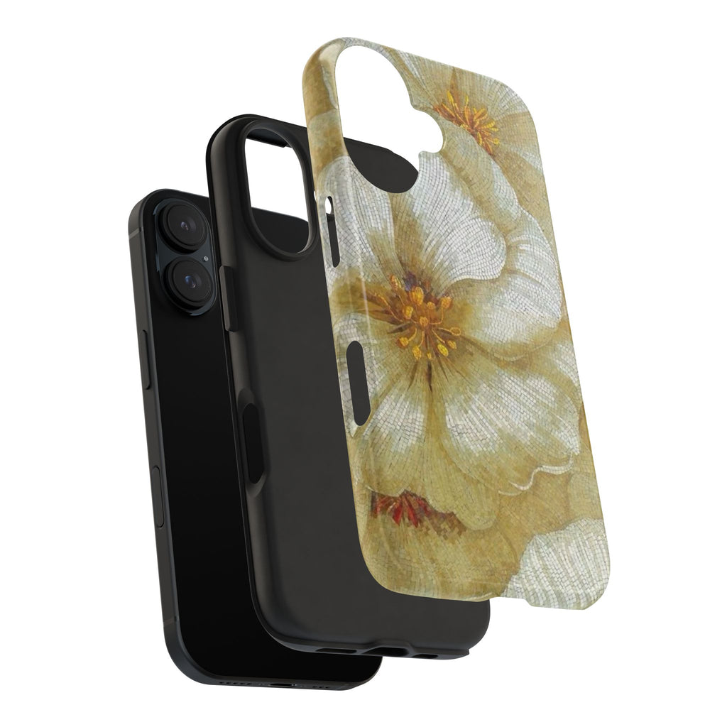 Tough Phone Case — Vintage White Floral Protective Cover