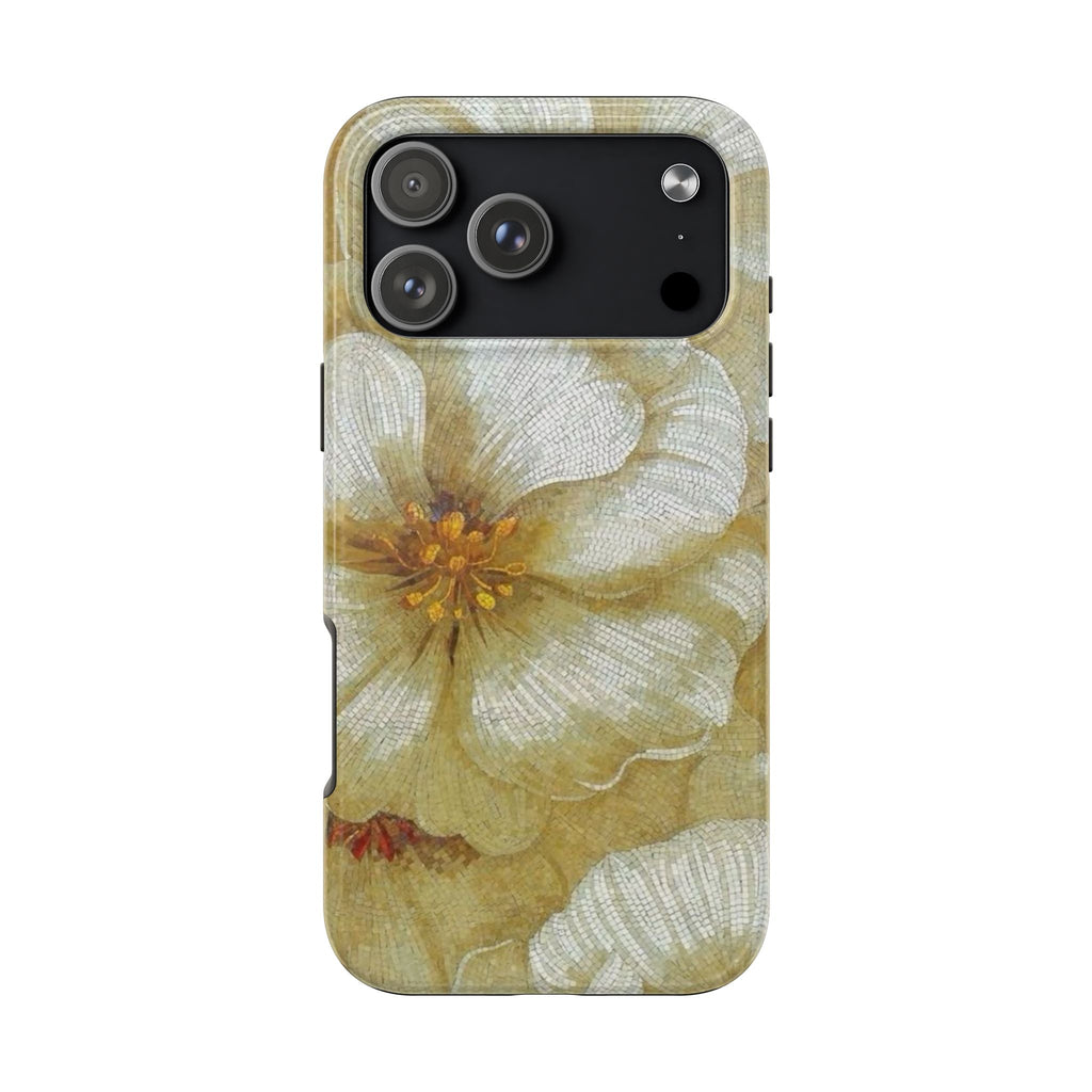 Tough Phone Case — Vintage White Floral Protective Cover