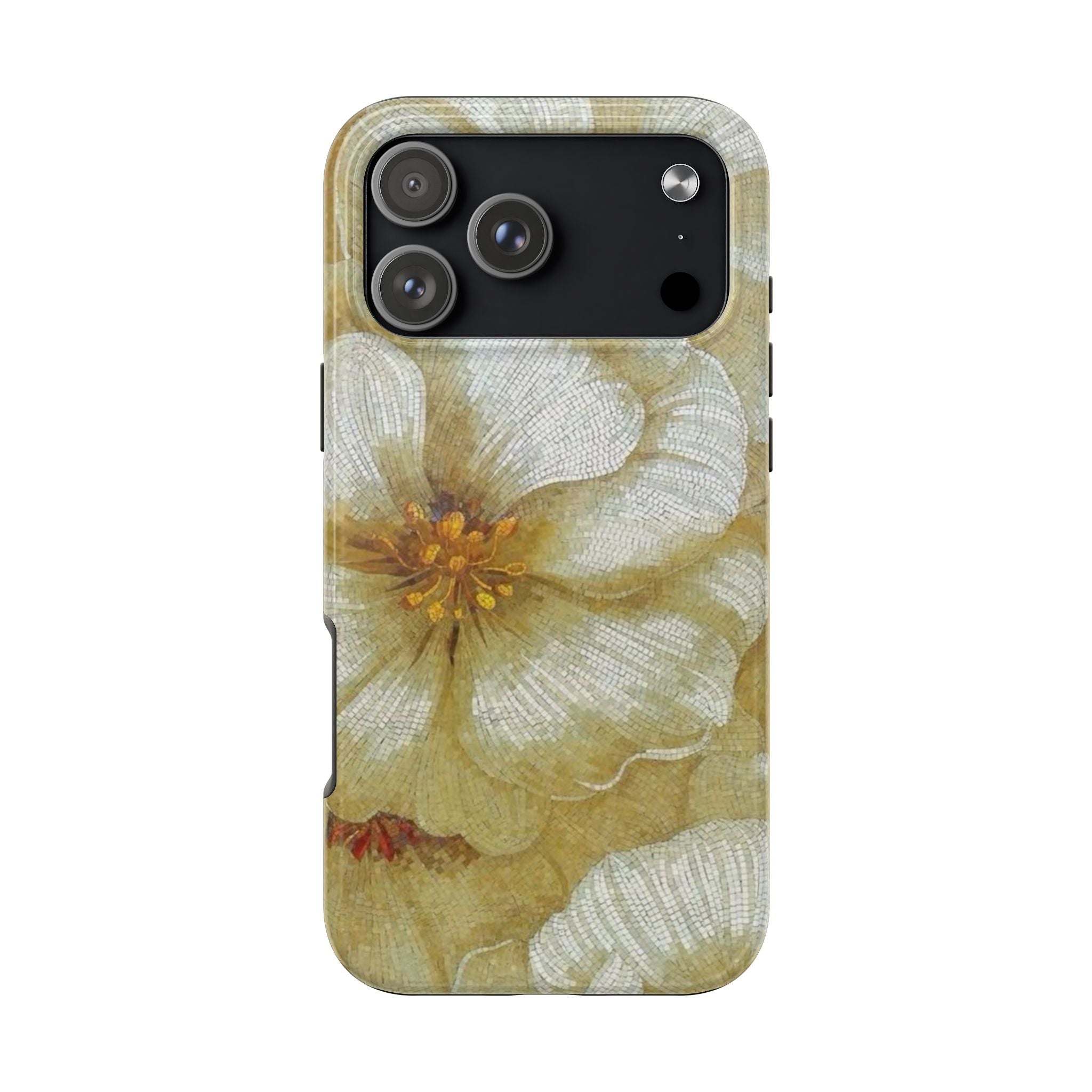 Tough Phone Case — Vintage White Floral Protective Cover