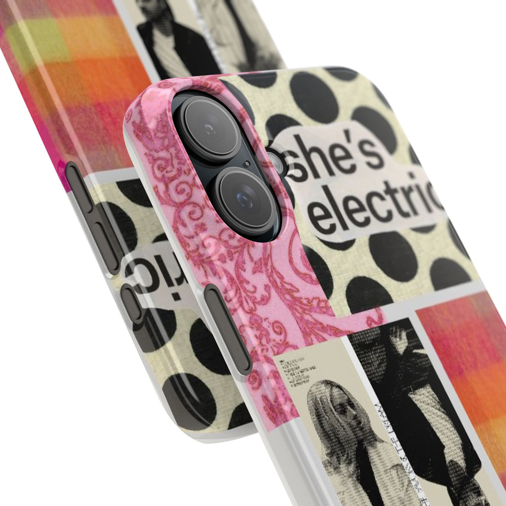 Slim Phone Case — 'she's electric' Retro Collage Floral & Photo Design