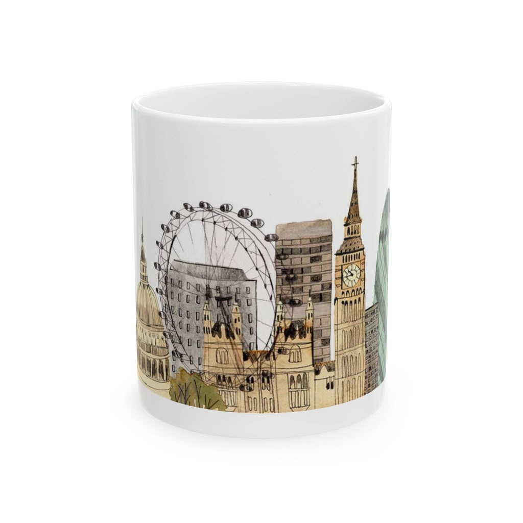 London Skyline Ceramic Mug – Watercolor Cityscape (11oz, 15oz)