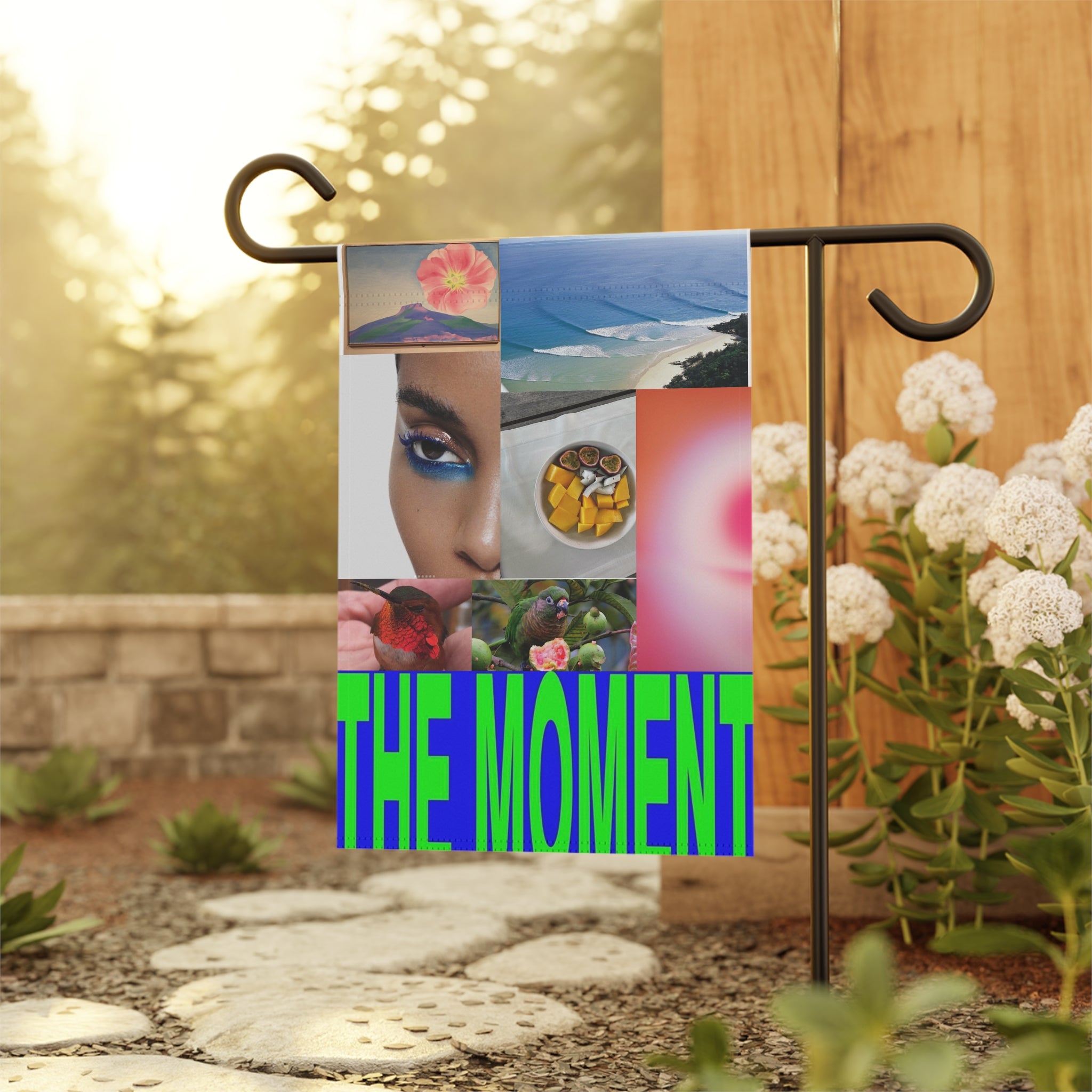 Collage Garden Flag - "THE MOMENT" Decorative Outdoor Banner
